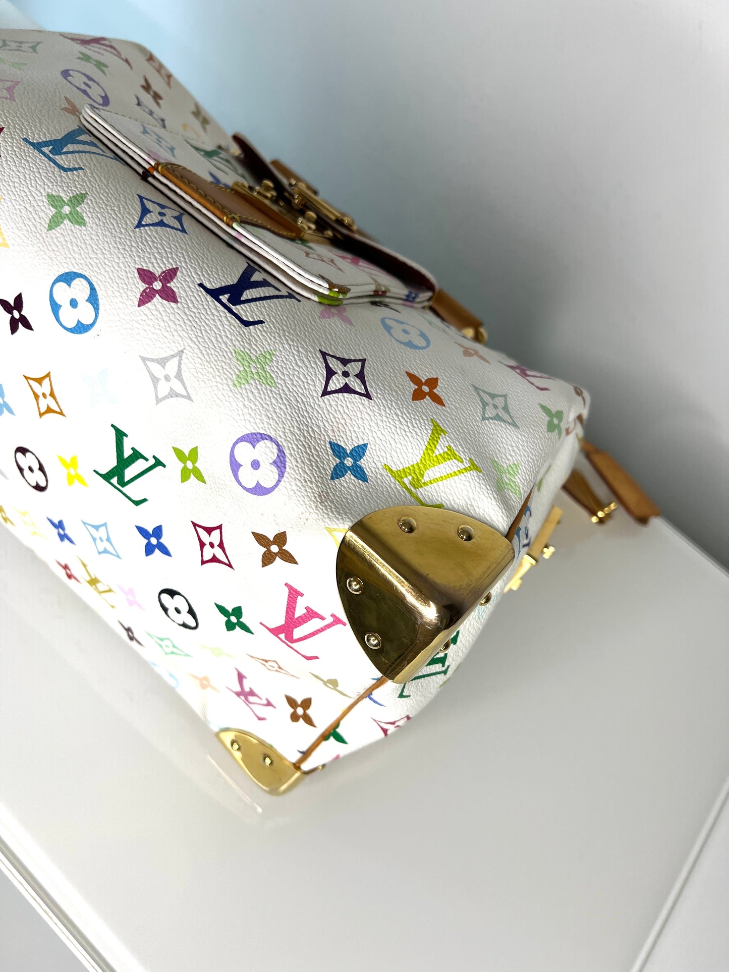 Louis Vuitton Pre-Loved Speedy 30 Multicolour Monogram White Handbag