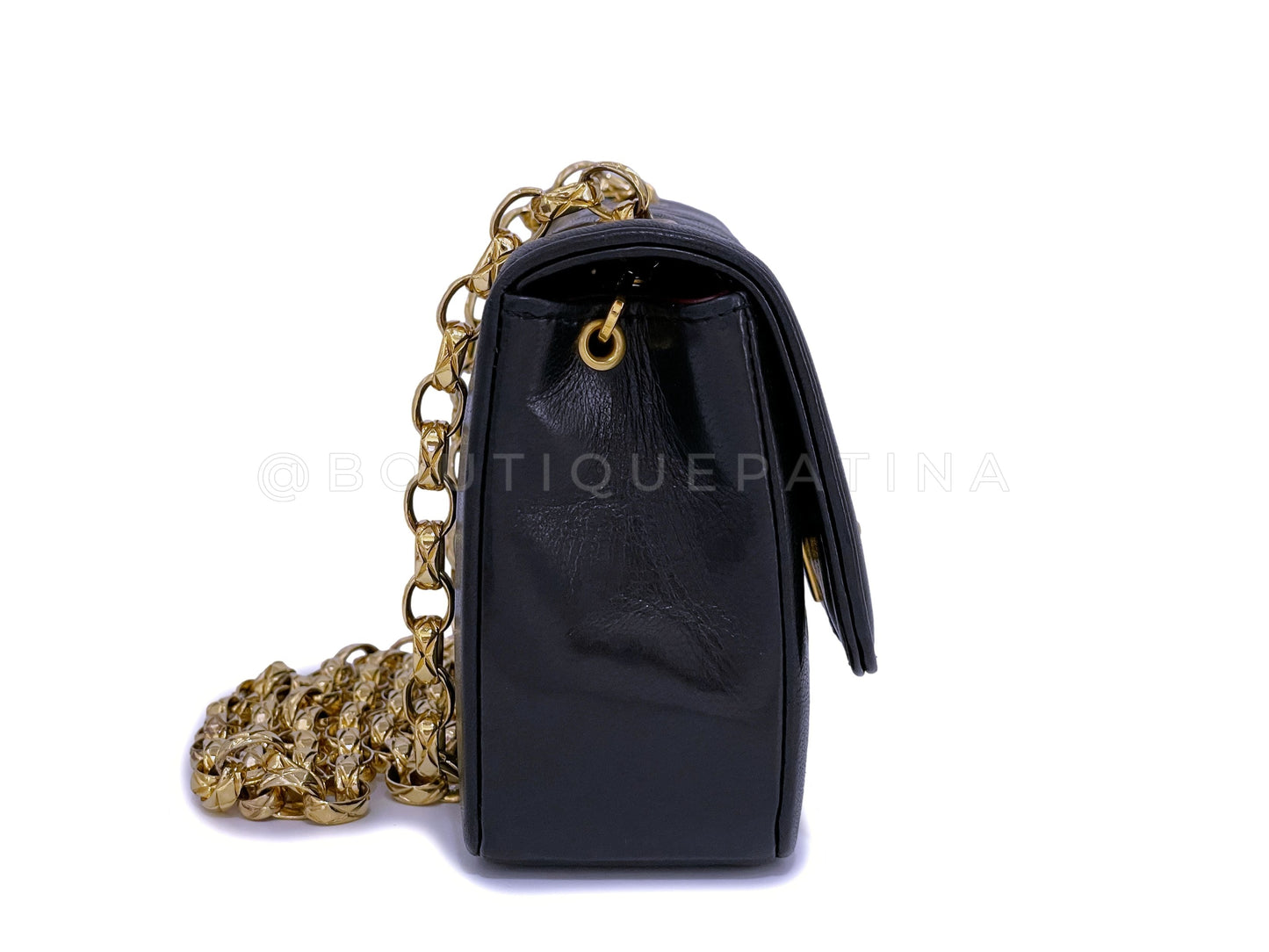 Pristine Chanel 1989 Vintage Black Mini Geometric Diana Flap Bag 24k GHW Lambskin