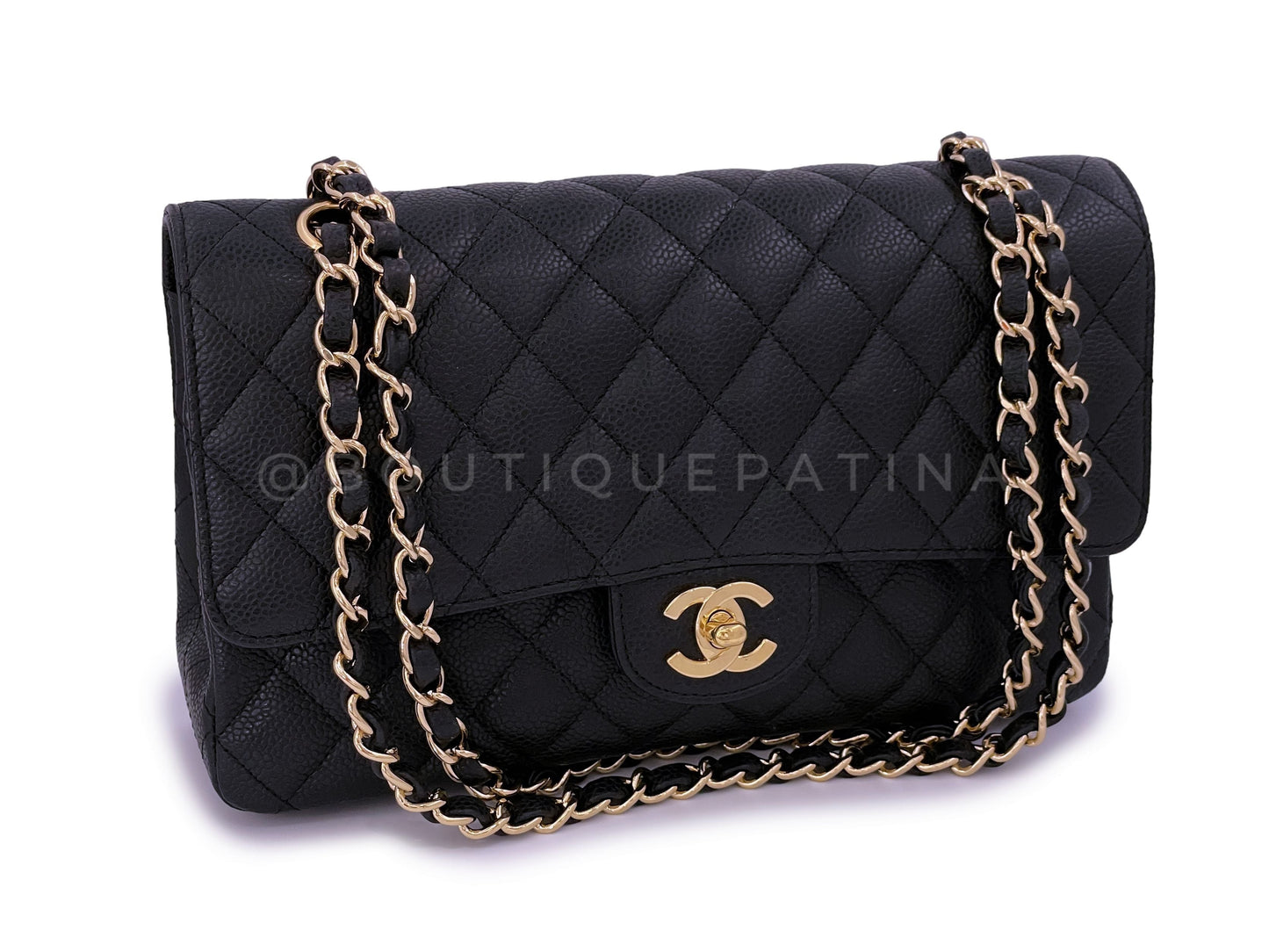 Chanel 2009 Vintage Black Caviar Medium Classic Double Flap Bag GHW