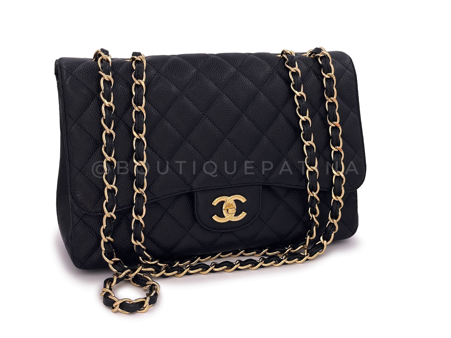 Chanel Black Jumbo Classic Flap Bag Caviar Single GHW RB5