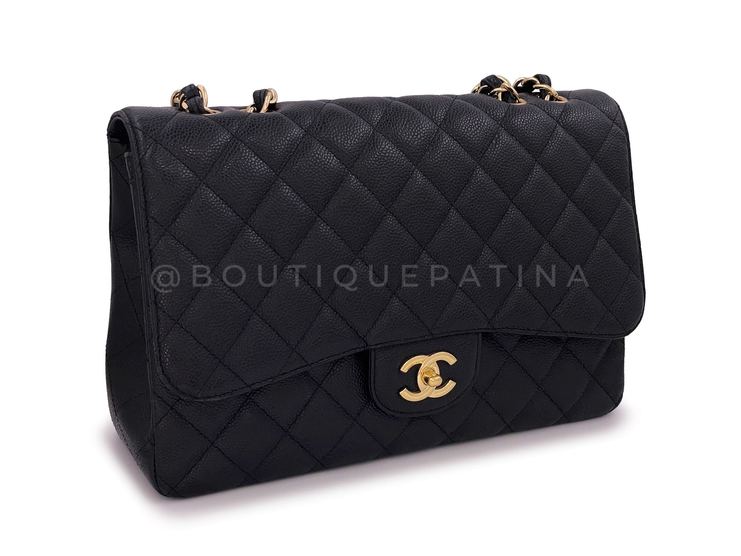 Chanel Black Jumbo Classic Flap Bag Caviar Single GHW RB5