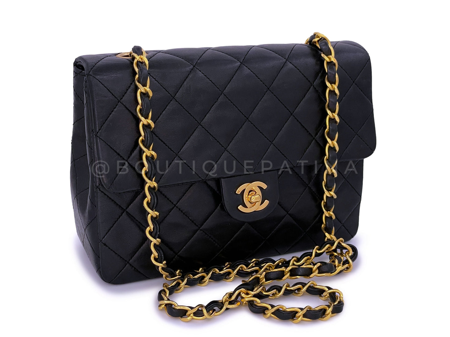 Chanel 1989 Vintage Black 20cm Classic Mini Flap Bag 24k GHW