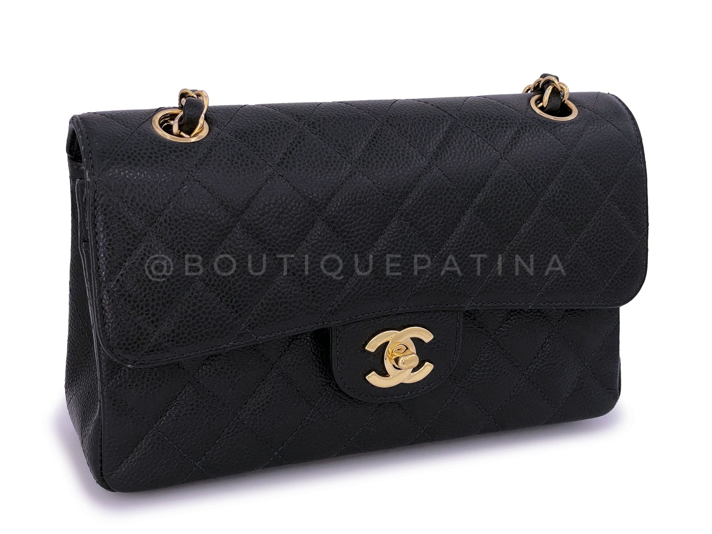 Chanel Vintage Black Caviar Small Classic Double Flap Bag 24k GHW