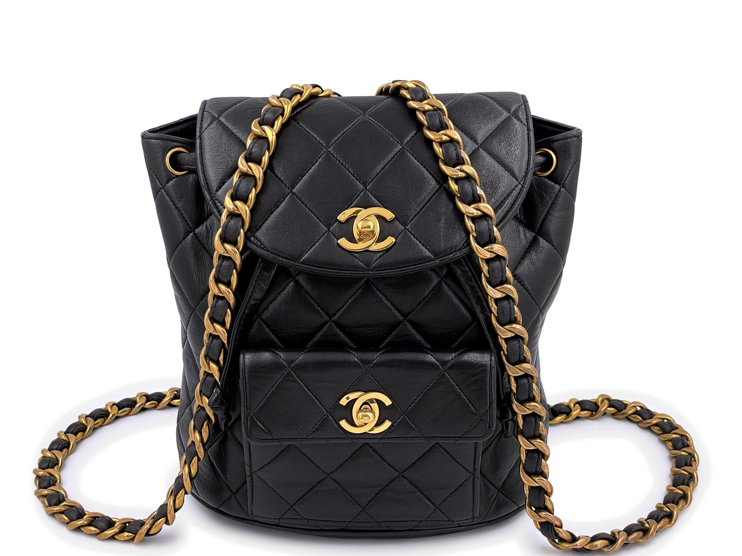 Chanel Black Vintage Lambskin Duma Backpack Bag 24k GHW CAR