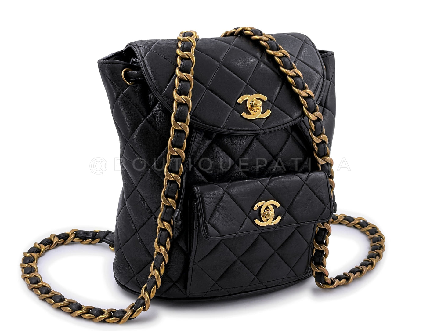 Chanel Black Vintage Lambskin Duma Backpack Bag 24k GHW CAR