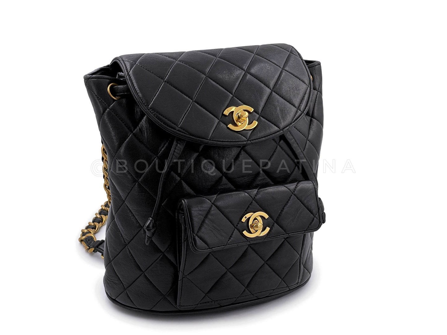 Chanel Black Vintage Lambskin Duma Backpack Bag 24k GHW CAR