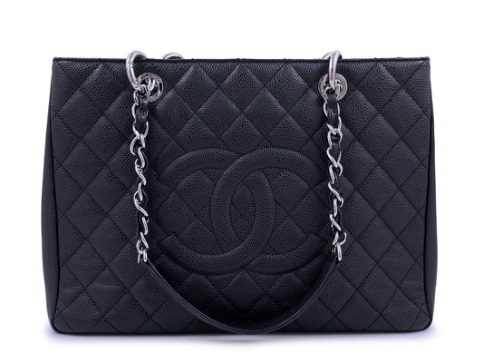 Chanel Black Caviar Grand Shopper Tote GST Bag SHW