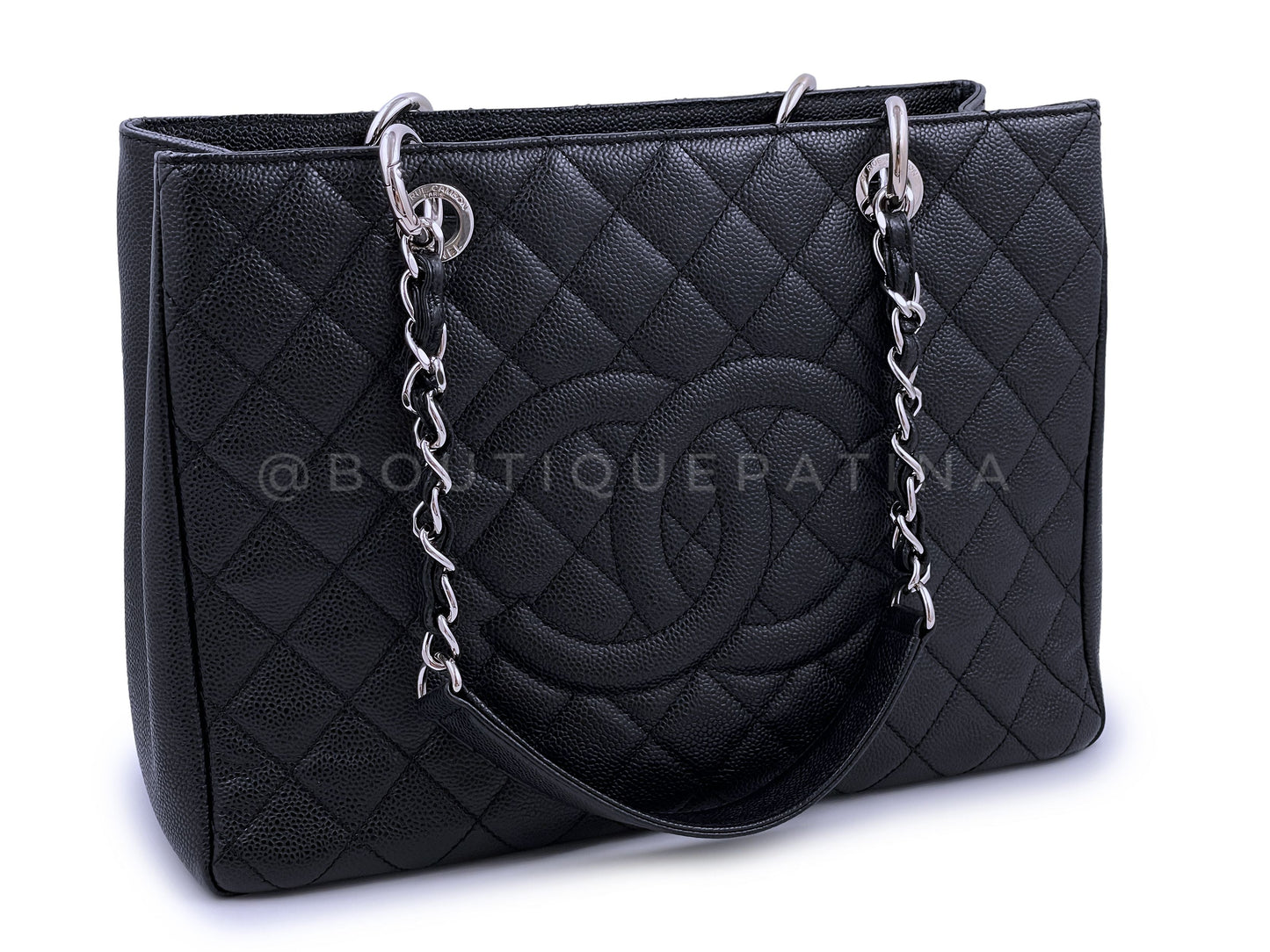 Chanel Black Caviar Grand Shopper Tote GST Bag SHW