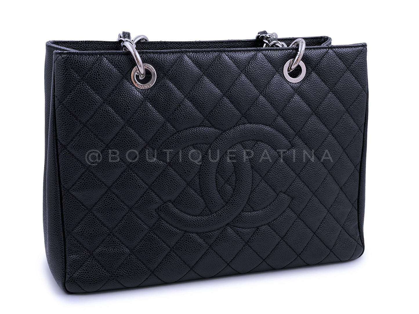 Chanel Black Caviar Grand Shopper Tote GST Bag SHW