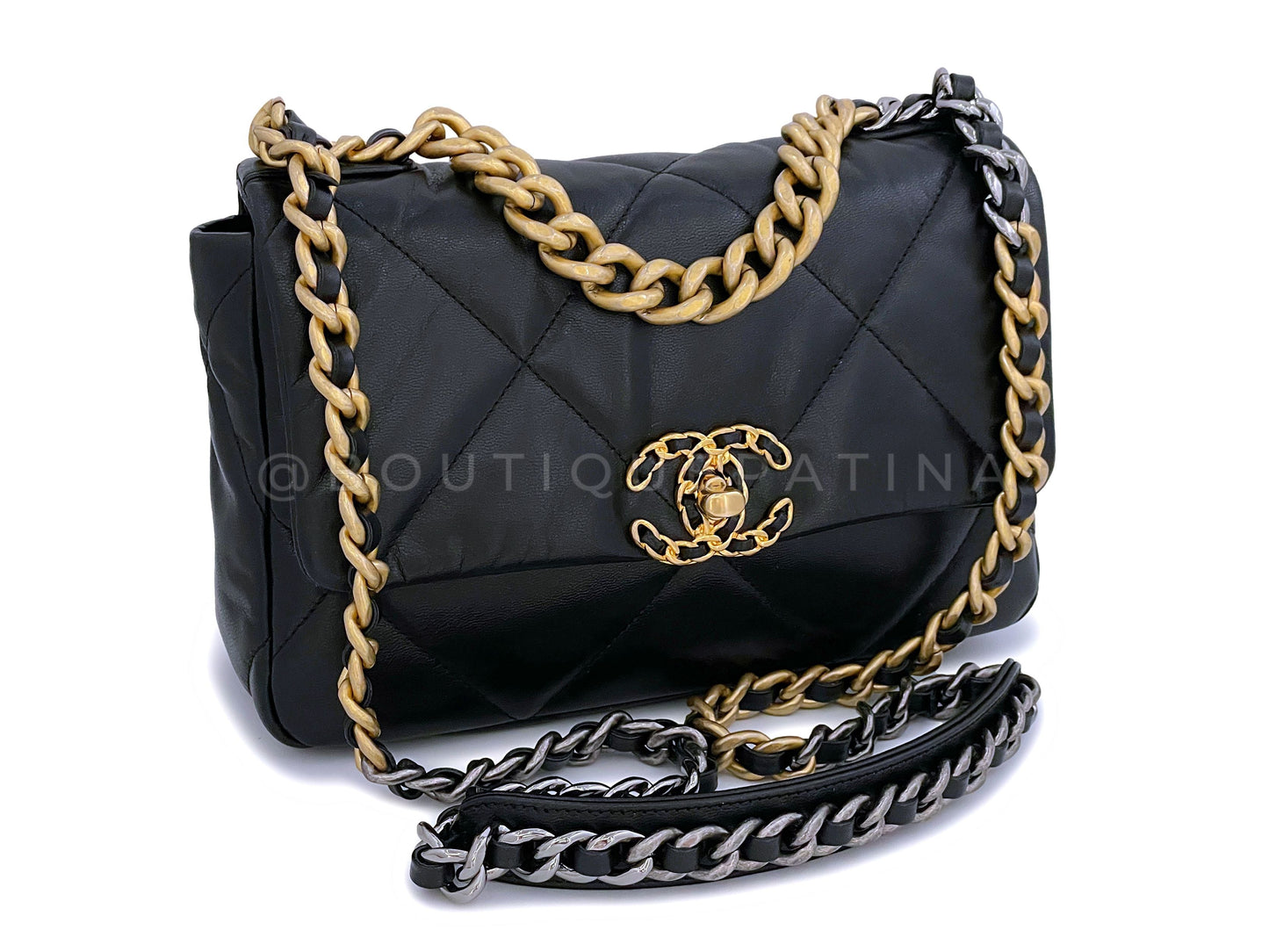Chanel 19 Black Medium Flap Bag 0X3