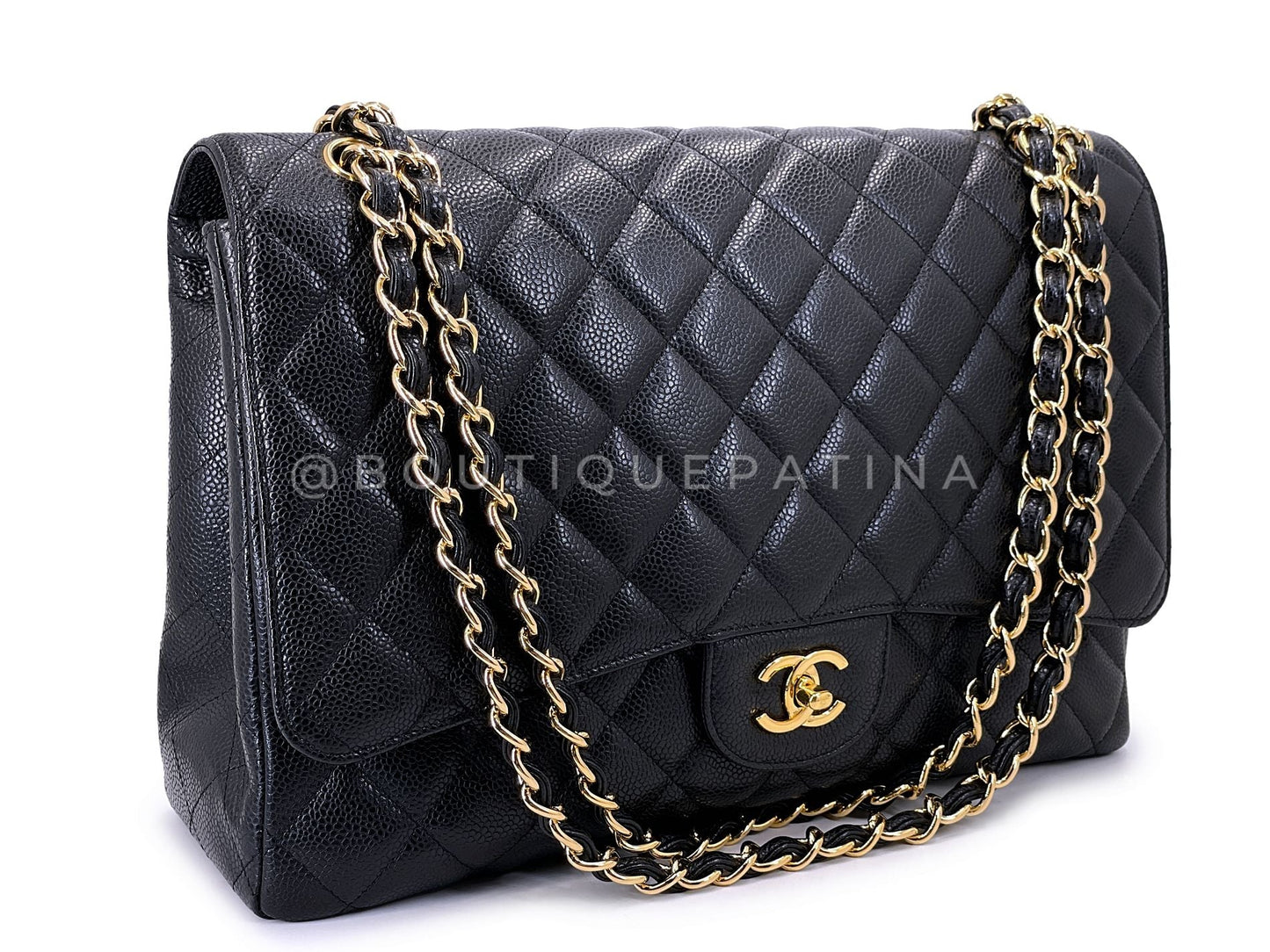 Chanel Black Caviar Maxi Classic Double Flap Bag  GHW DSV