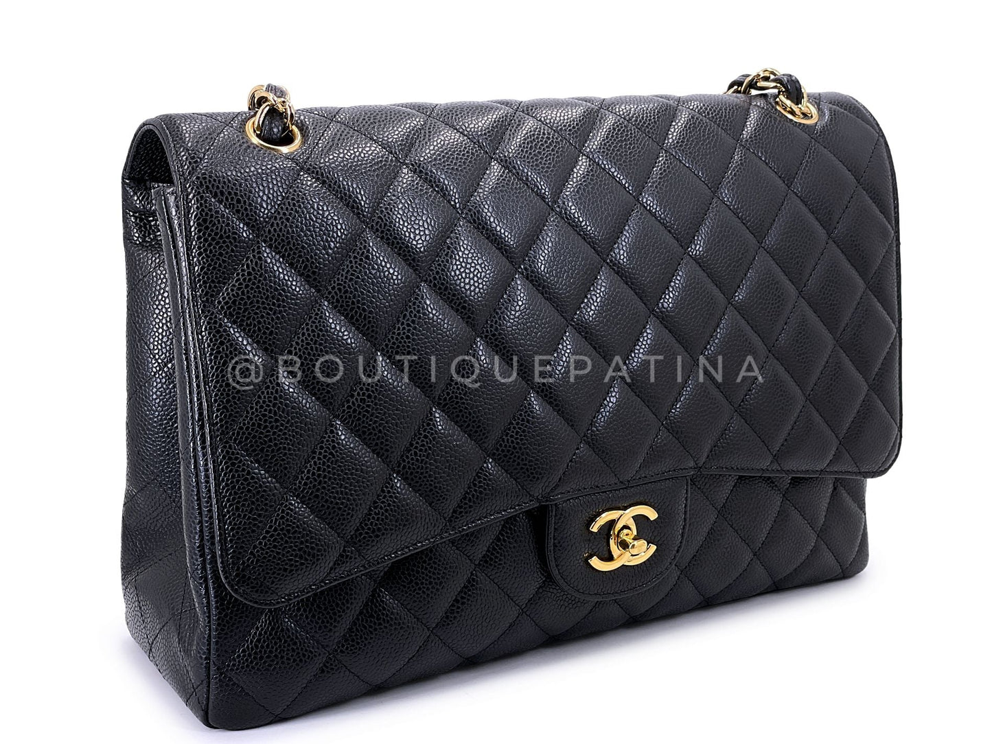 Chanel Black Caviar Maxi Classic Double Flap Bag  GHW DSV