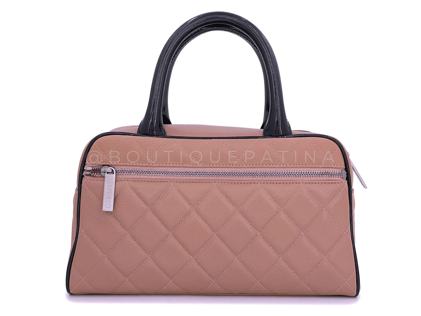 Chanel 2001 Vintage Blush Beige Small Lettered Bowler Bag