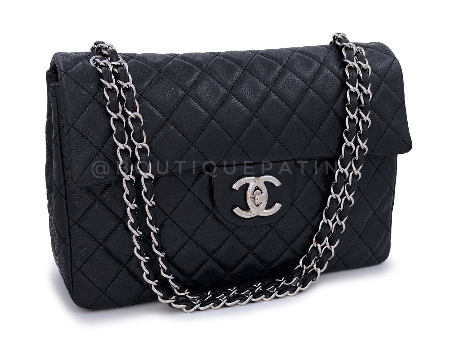 Chanel Black Soft Caviar Maxi Classic Flap Bag SHW Single