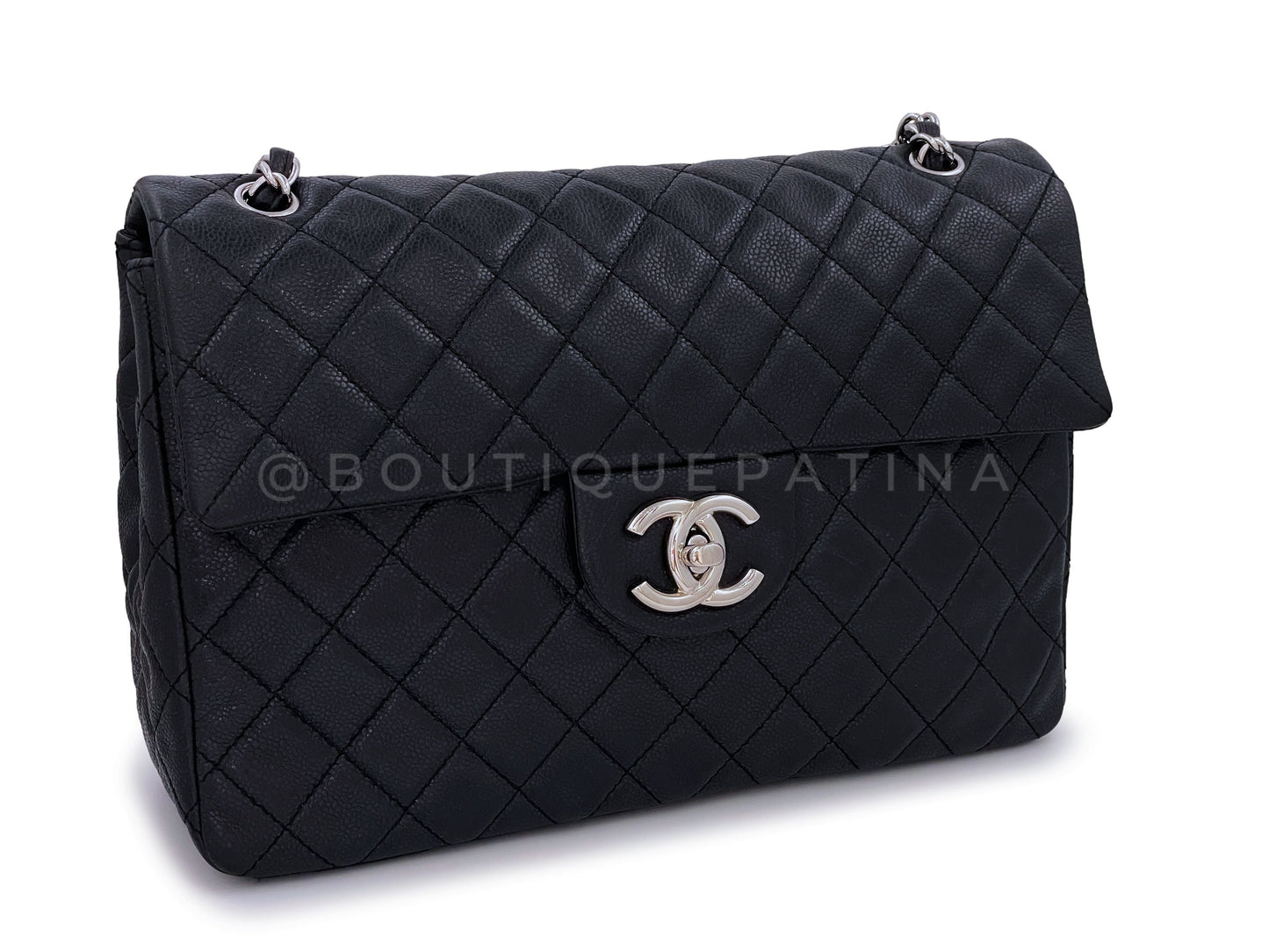 Chanel Black Soft Caviar Maxi Classic Flap Bag SHW Single