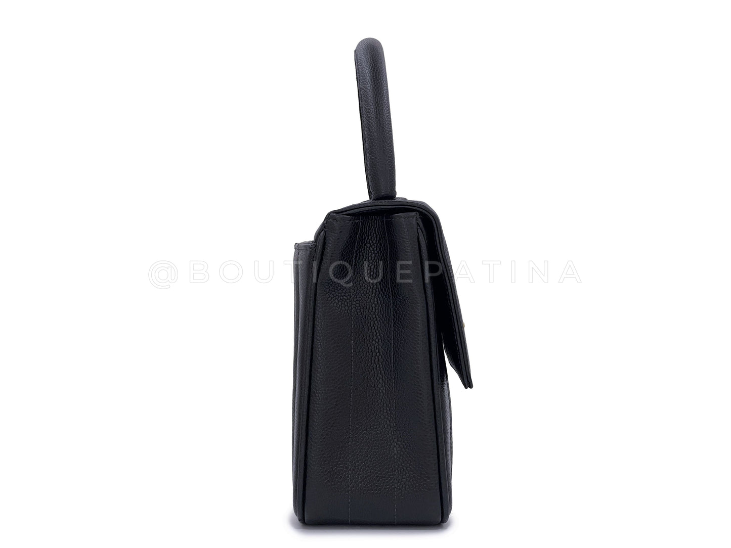 Chanel Vintage Black Caviar Mademoiselle Vertical Kelly Flap Bag 24k GHW