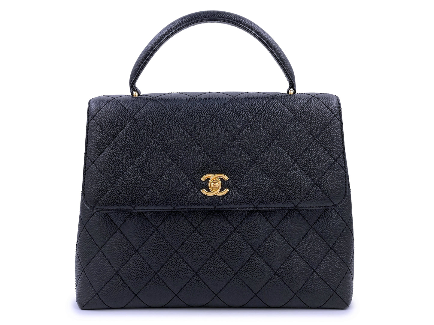Chanel 2007 VIntage Black Caviar Kelly Flap Tote Bag 24k GHW