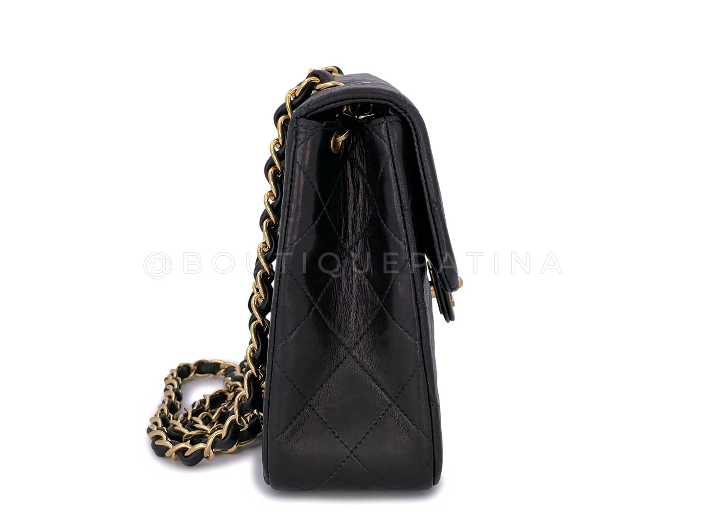 Pristine Chanel 1991 Vintage Black 20cm Mini Flap Bag 24k GHW Lambskin