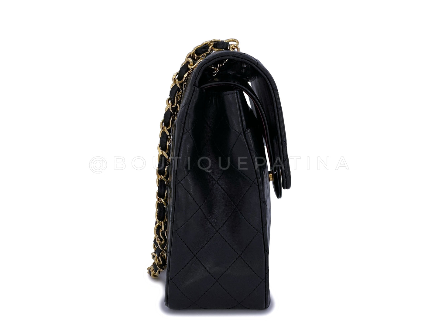 Chanel 1989 Vintage Black Tall Medium Classic Double Flap Bag 24k GHW Lambskin