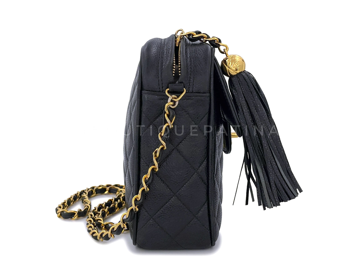 Chanel 1994 Vintage Black Caviar Small Flap Camera Case Bag 24k GHW