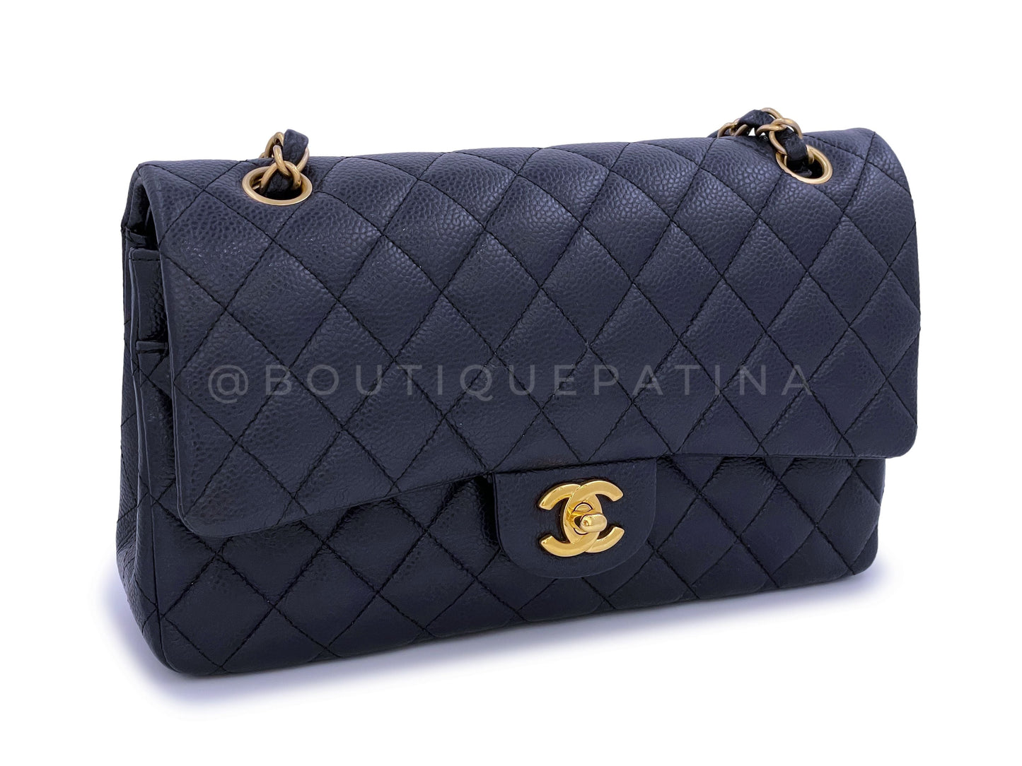 Chanel 16C Navy Blue Caviar Medium Classic Double Flap Bag GHW