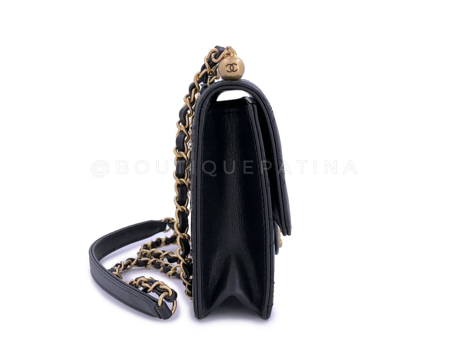 Pristine Chanel 19S Black Lambskin Chic Pearls Flap Bag GHW