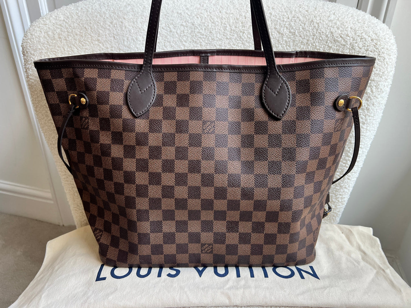 Louis Vuitton Neverfull MM Damier Ebene Rose Ballerine (RRP £1410)