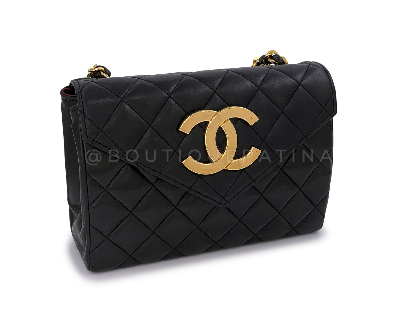 Chanel 1988 Vintage Black Giant CC Mini Envelope Flap Bag 24k GHW VVF