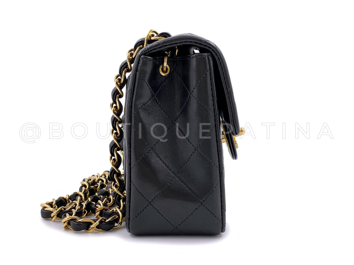 Chanel Vintage Black Square Mini Flap Bag 24k GHW