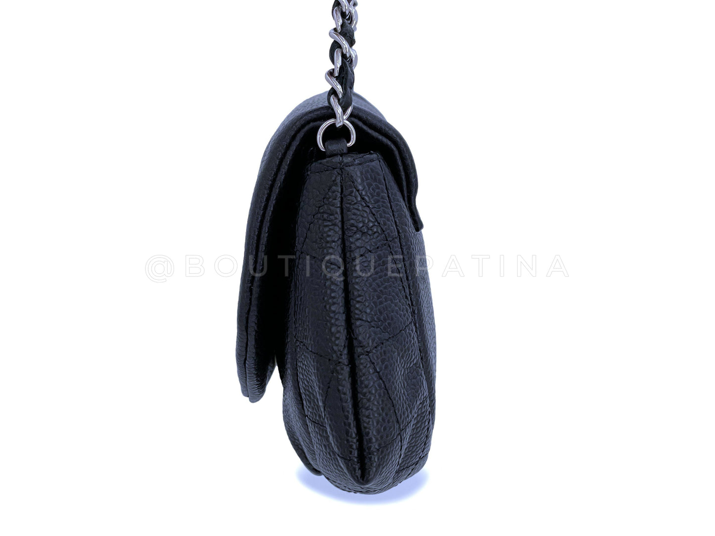 Chanel Black Caviar Half Moon Wallet on Chain WOC Flap Bag SHW