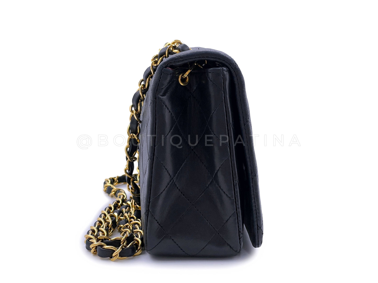 Chanel 1990 Vintage Black Full Flap Bag 24k GHW Lambskin