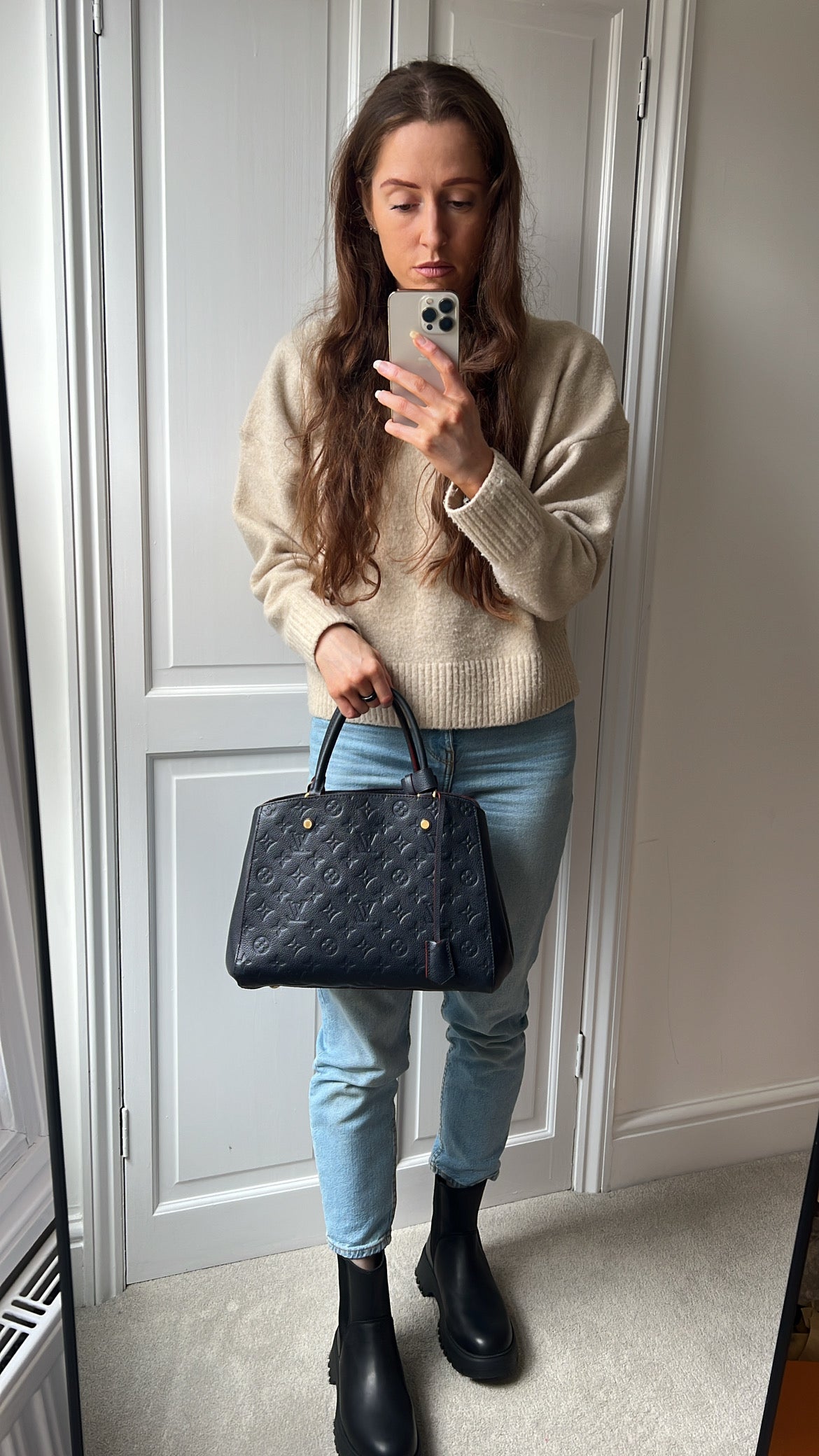 Louis Vuitton Montaigne MM in Navy Monogram Empreinte (RRP £2120)