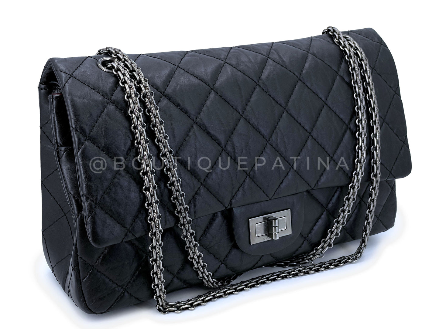 Chanel Black Reissue Flap Bag 2.55 Pristine Aged Calfskin Large 227 RHW P3L