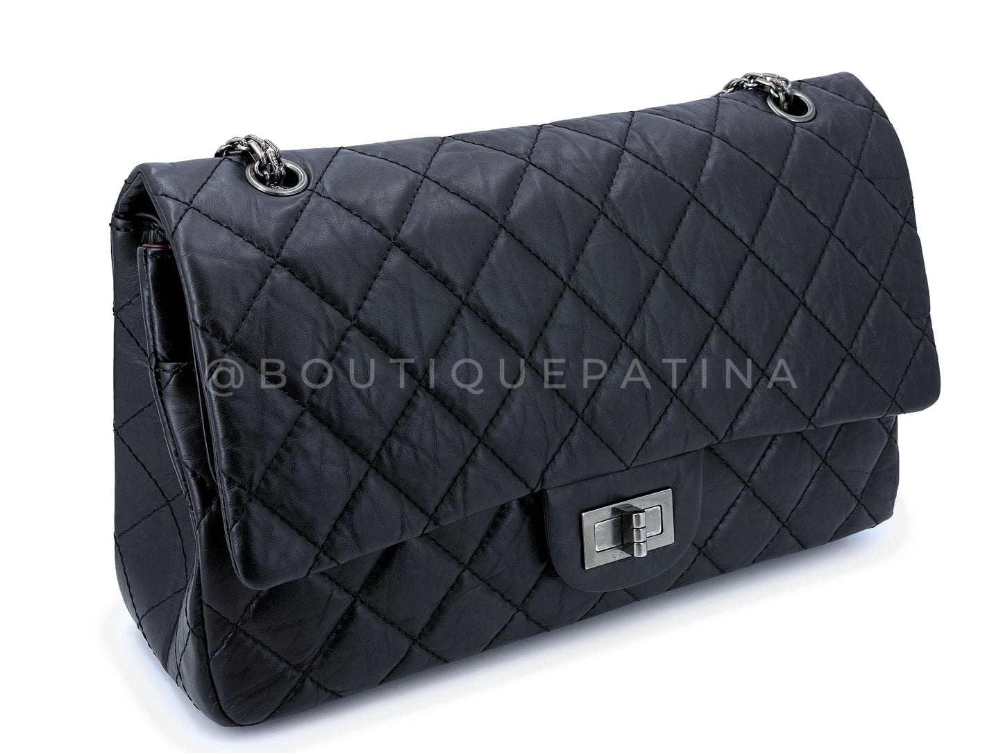 Chanel Black Reissue Flap Bag 2.55 Pristine Aged Calfskin Large 227 RHW P3L