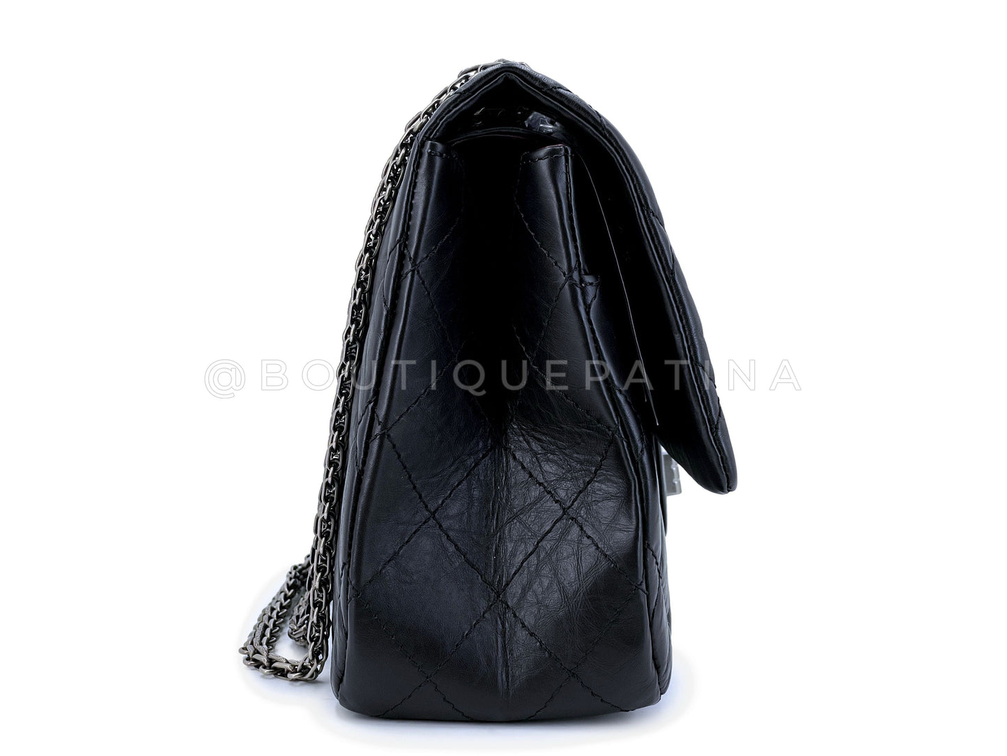 Chanel Black Reissue Flap Bag 2.55 Pristine Aged Calfskin Large 227 RHW P3L