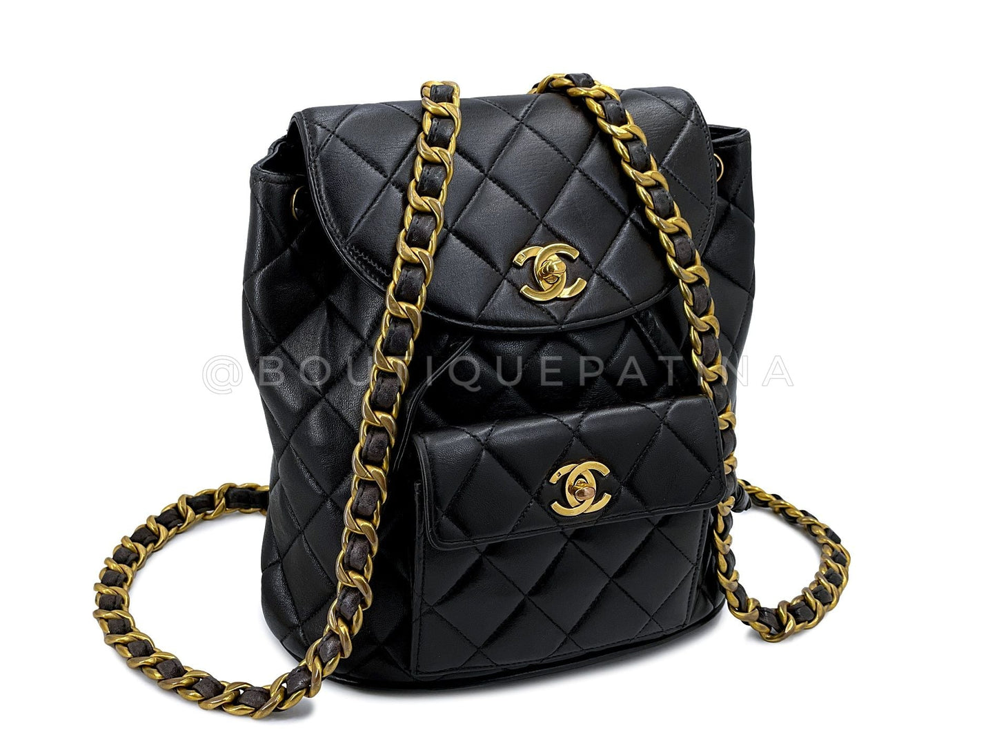 Chanel 1994 Vintage Black Lambskin Duma Backpack Bag 24k GHW CAR