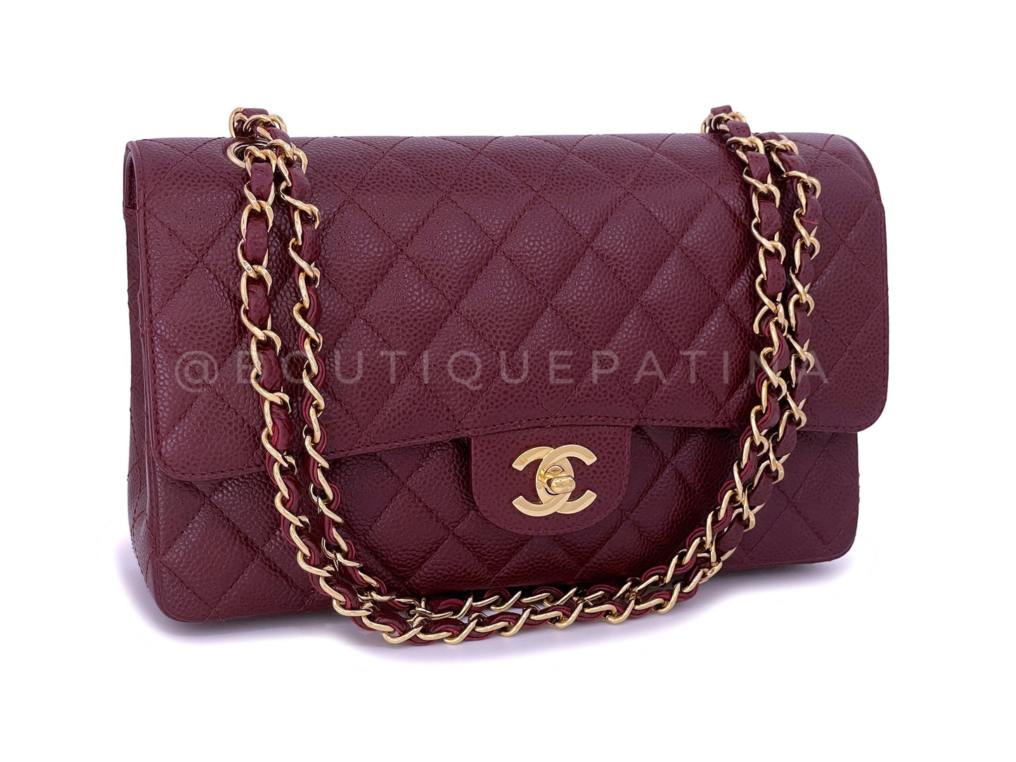 Chanel 02A Vintage Burgundy Wine Red Caviar Medium Classic Double Flap Bag 24k GHW 2EM