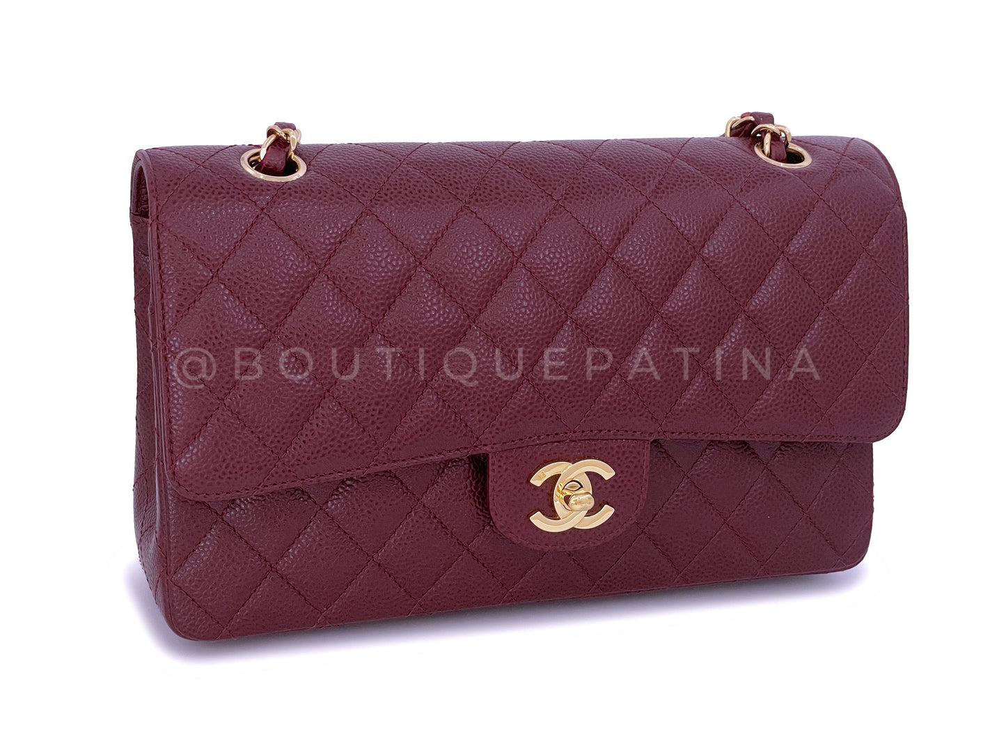 Chanel 02A Vintage Burgundy Wine Red Caviar Medium Classic Double Flap Bag 24k GHW 2EM