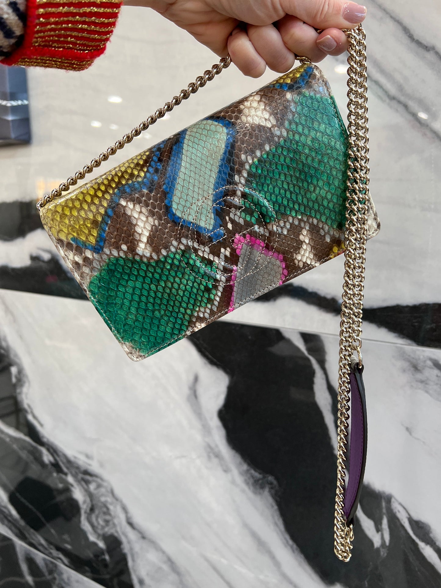 GUCCI Soho Multicolor Python Crossbody Bag