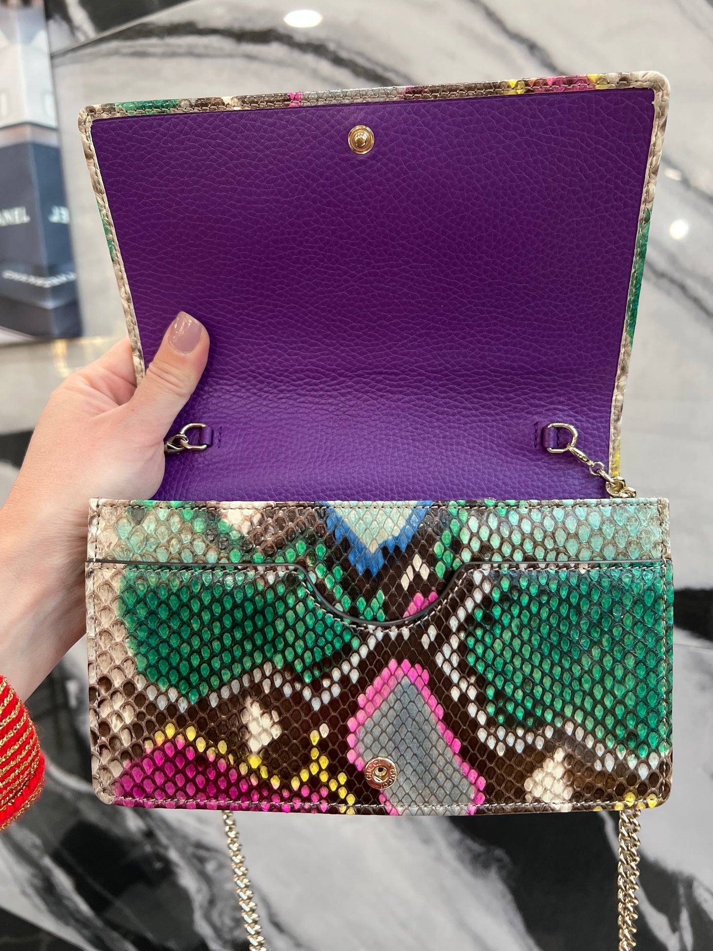 GUCCI Soho Multicolor Python Crossbody Bag