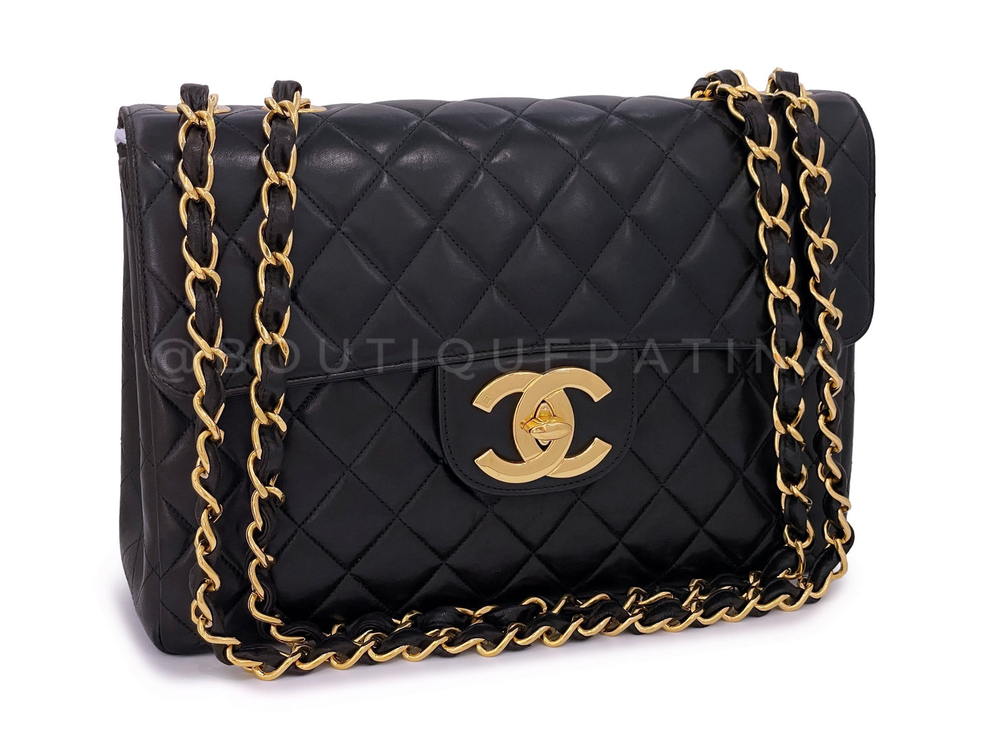 Pristine Chanel 1997 Vintage Black Jumbo Classic Flap Bag 24k GHW