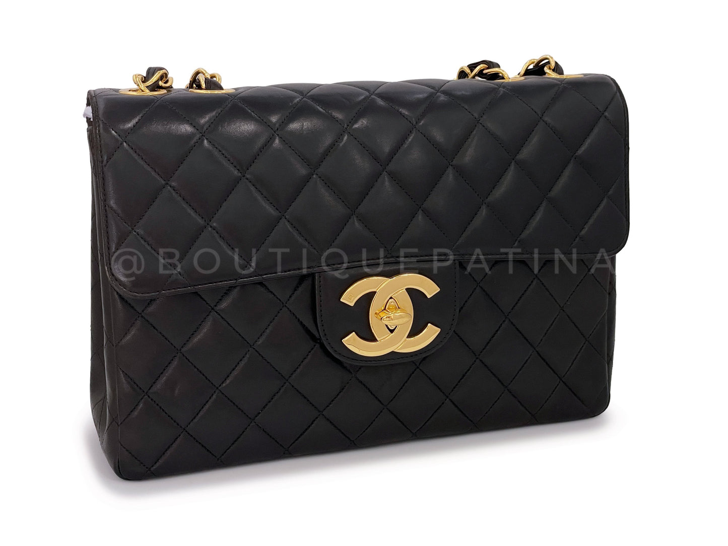 Pristine Chanel 1997 Vintage Black Jumbo Classic Flap Bag 24k GHW