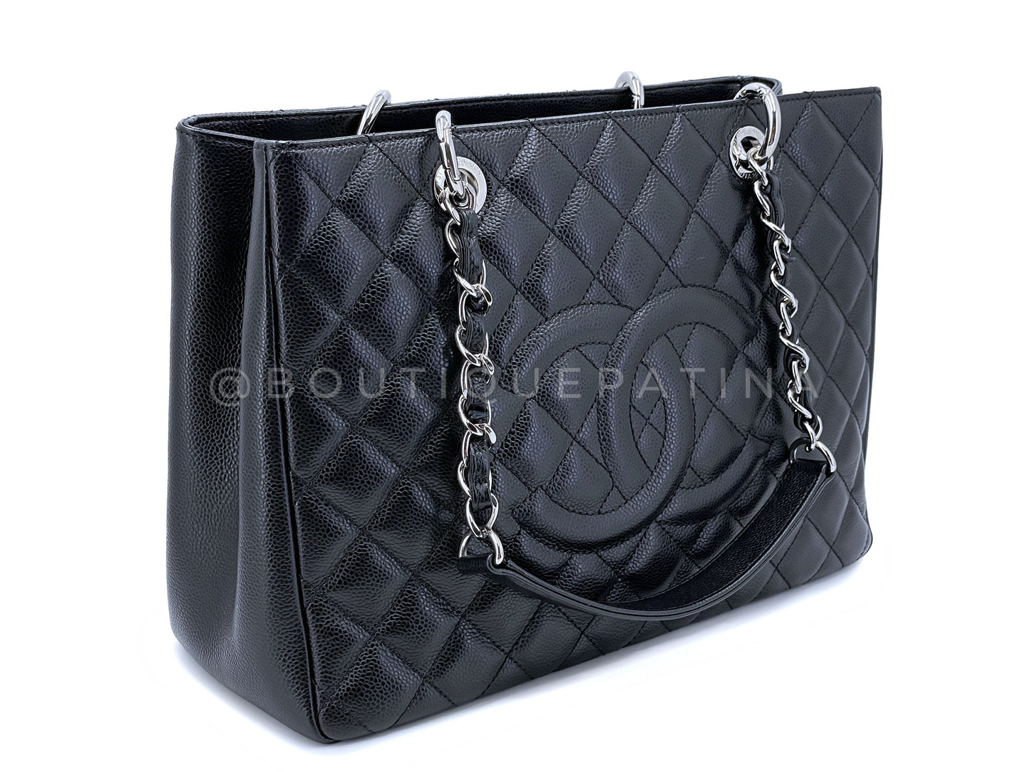Chanel Black Caviar Grand Shopper Tote GST Bag SHW