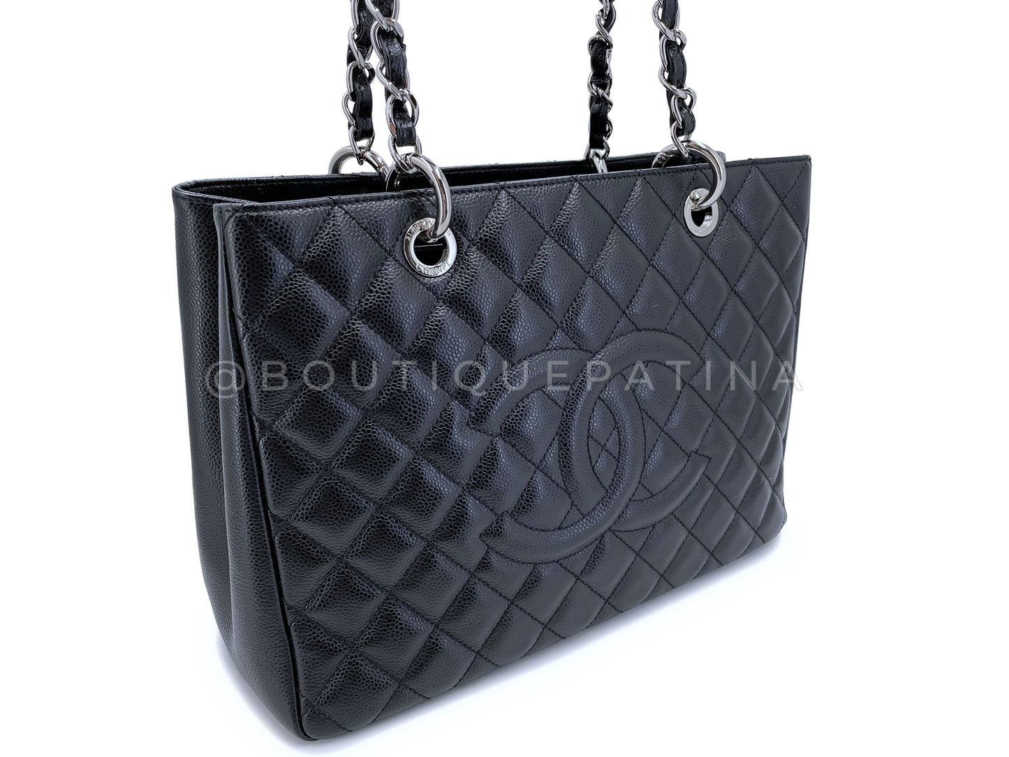Chanel Black Caviar Grand Shopper Tote GST Bag SHW