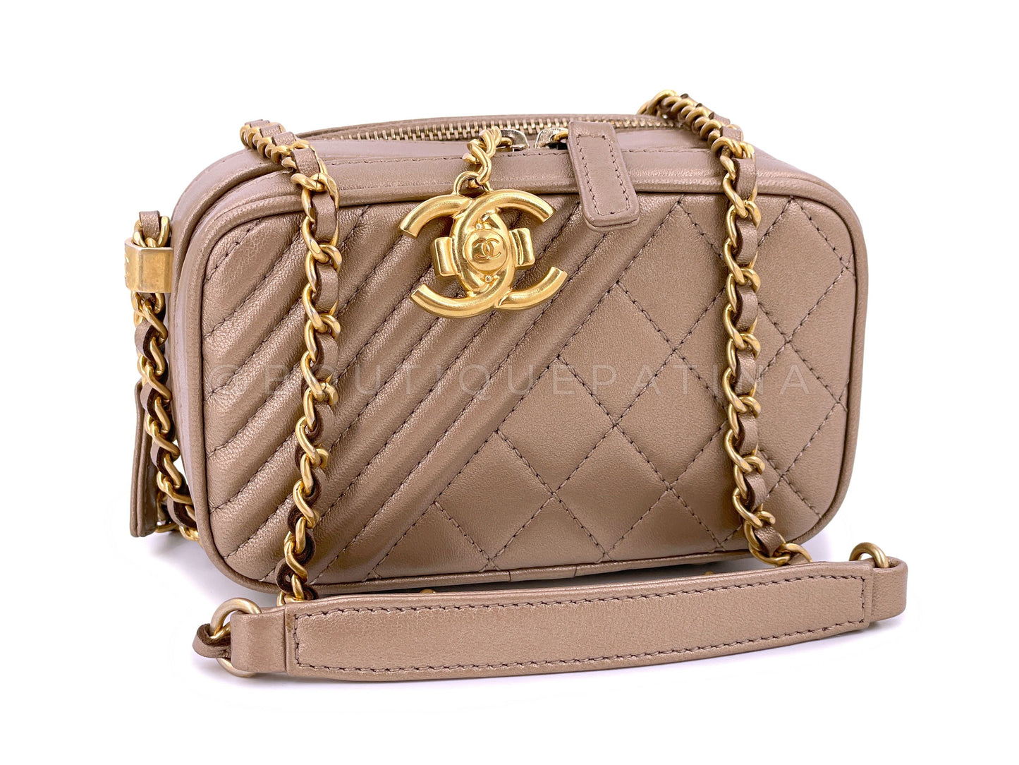 Chanel Gold Mini Organizer Camera Case Crossbody Bag GHW