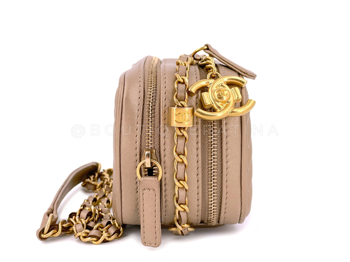 Chanel Gold Mini Organizer Camera Case Crossbody Bag GHW