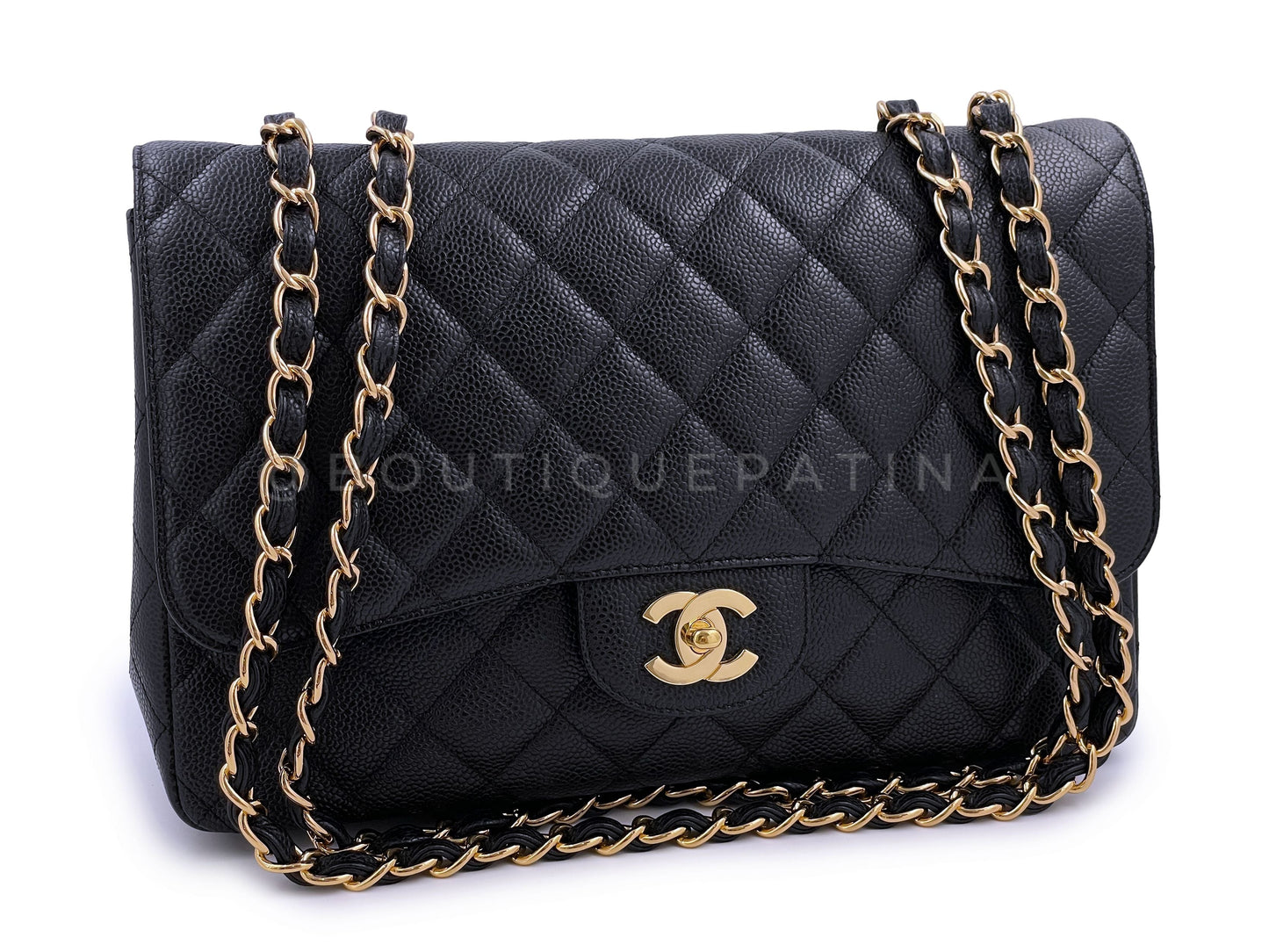 Chanel 2009 Black Caviar Jumbo Classic Single Flap Bag GHW