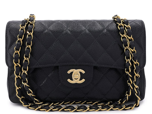 Chanel Vintage Small Caviar Classic Flap Bag 2004 Black Double 24k GHW 9TI