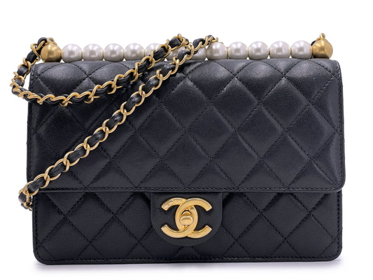 Chanel Chic Pearls Flap Bag Pristine 19S Black Quilted GHW DJ9