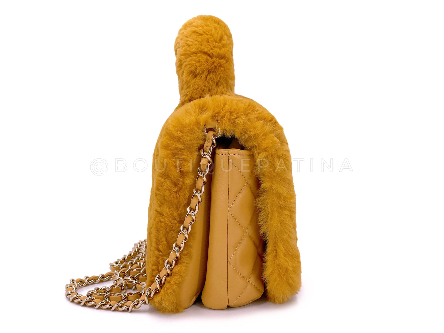 Chanel Butterscotch Fur Top Handle Mini Flap Bag GHW